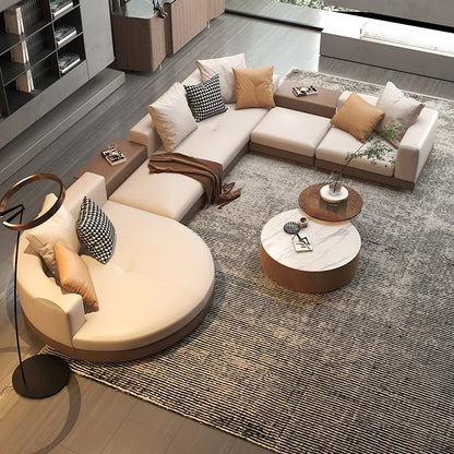 Leather combination, sofa, large flat-floor villa sofa, concubine arc high-end sofa