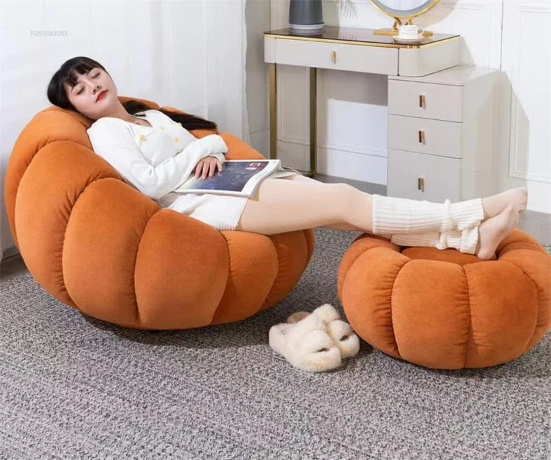 Modern Living Room Sofa Lambswool Pumpkin Sofa Chair Creative Home Balcony Swivel Lounge Chair Fitting Room Bedroom Single Sofas