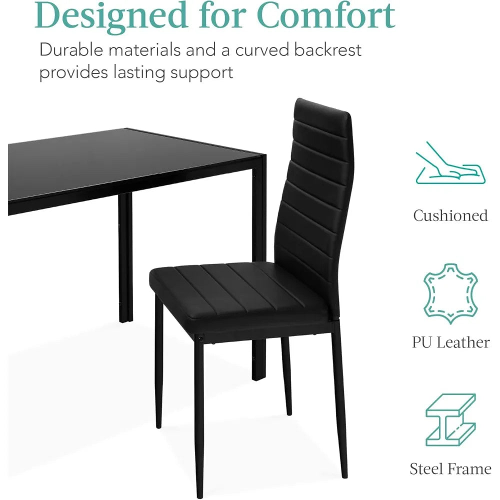 7-Piece Glass Dining Set, Modern Kitchen Table Furniture for Dining Room, Dinette, Compact Space-Saving w/G