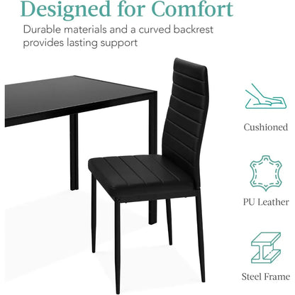 7-Piece Glass Dining Set, Modern Kitchen Table Furniture for Dining Room, Dinette, Compact Space-Saving w/G