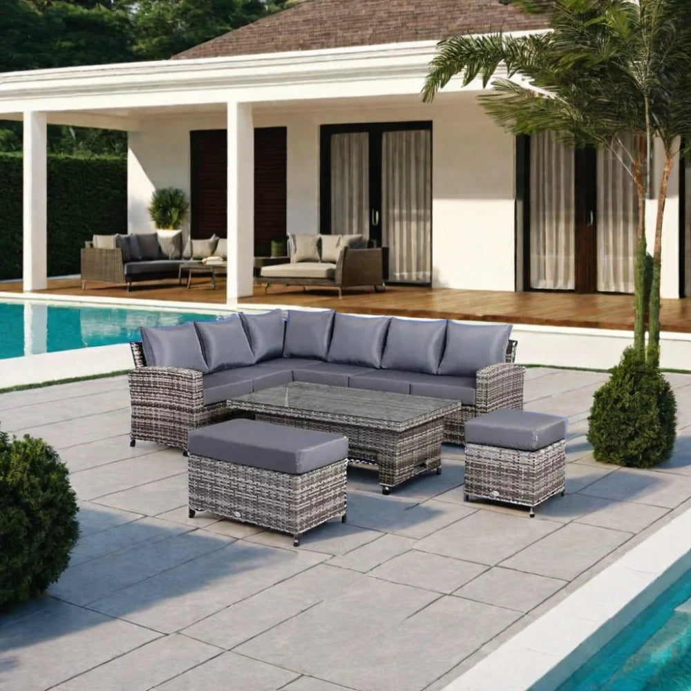 Waterproof Patio Sofa Set PE Wicker Rattan Sectional Outdoor Furniture Handmade Aluminum Contemporary Garden Rattan Sofa Set
