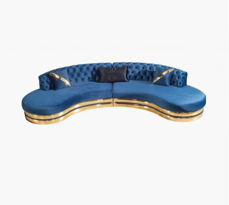 High Quality Luxury Living Room Gold Stainless Steel Sofa With Velvet Upholstered 2-3 Seat Couch for Home Living Room Hotel Use