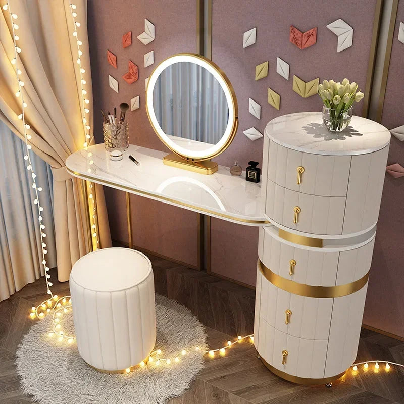 Bedroom Italian Light Luxury Dressing Table Wind Storage Cabinet One Small Apartment Makeup Dresser