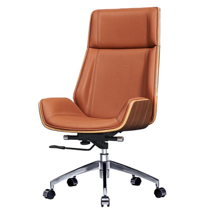 Luxury Real Leather High-Back Managerial Office Chair Genuine Leather Ergonomic 360 Swivel Lift Office Chair with Lumbar Support