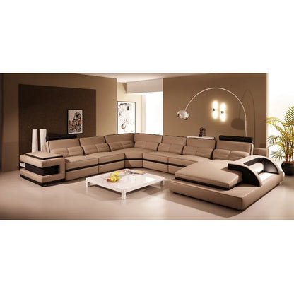 Modern creative living room sofa U-shaped corner leather sofa for large apartment
