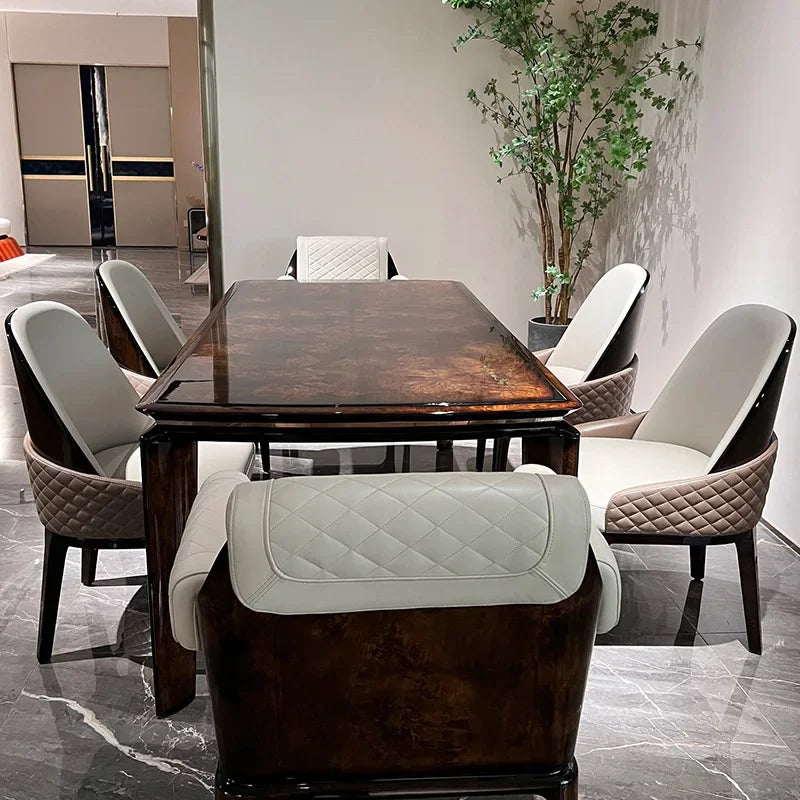 Light luxury solid wood dining table and chairs