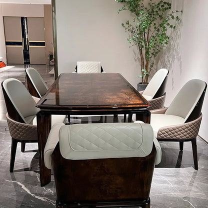 Light luxury solid wood dining table and chairs