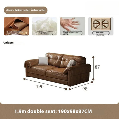 Minimalist Brown Sleep Sofa Faux Leather Designer Loveseat Lazy Sofa Couch Cloud Divano Da Soggiorno Living Room Furniture