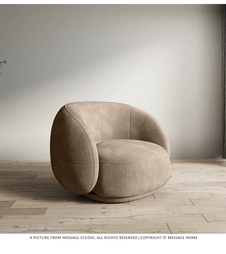 Nordic modern curved three-person sofa combination living room special-shaped lamb wool sofa