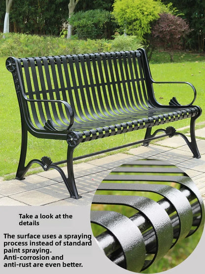 Park chair outdoor bench, cast iron art, community square leisure seat, courtyard outdoor shopping mall lounge area