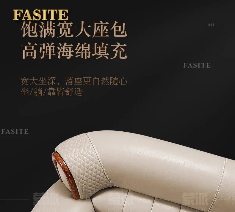 New Chinese ebony leather modern high-end living room home sofa furniture