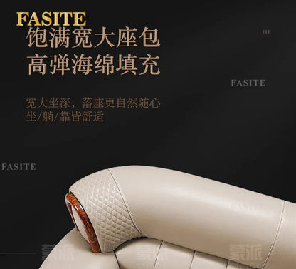 New Chinese ebony leather modern high-end living room home sofa furniture