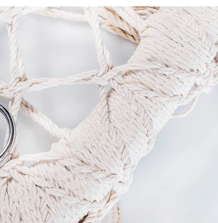 Hammock Hanging Swinging Chair,Hanging Cotton Rope Swing Chairs with Cushion and Hardware Kits, Hanging Chairs for Indoor