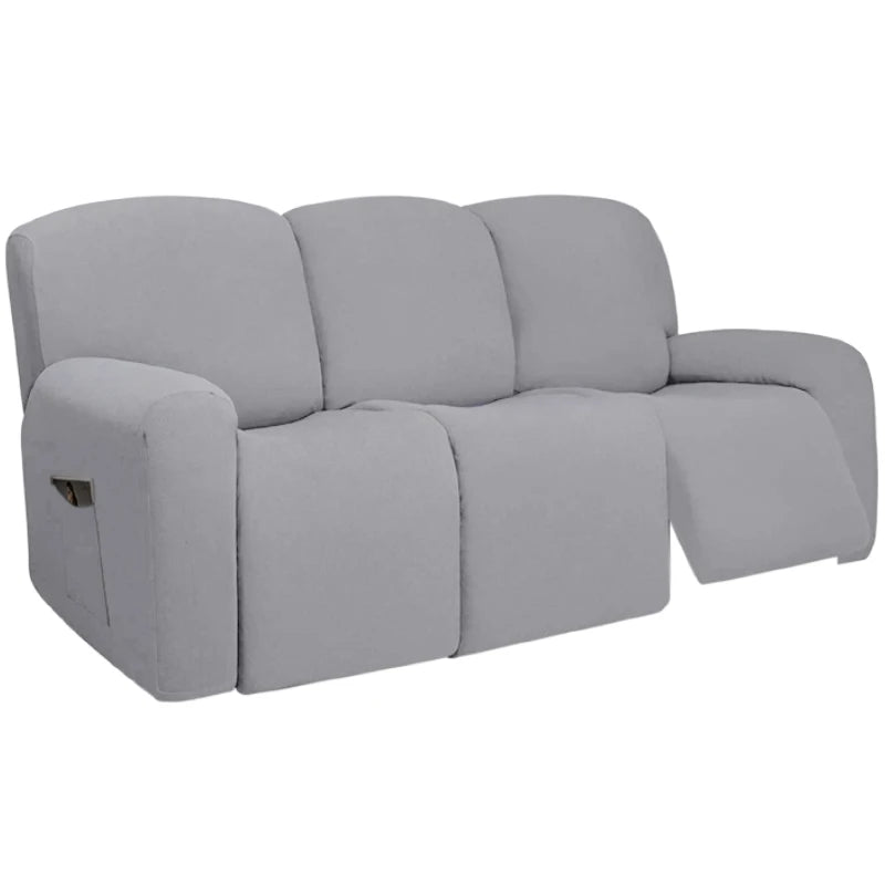 3 Seat Stretch Sectional Recliner Sofa Slipcover With Elastic Bottom Soft Washable Furniture Pet Protector Couch Cover