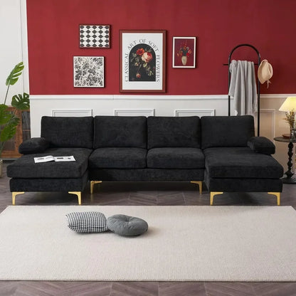 121 Inch Cloud Couch Comfortable Modular Sectional Sofa For Living Room Modern Linen 3-seat Convertible Loveseat Sofa Apartment