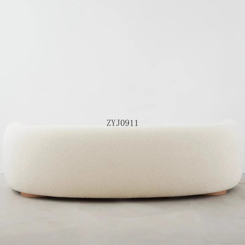 Nordic curved fabric sofa modern white cream style lamb wool special-shaped sofa