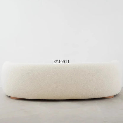 Nordic curved fabric sofa modern white cream style lamb wool special-shaped sofa