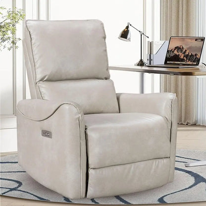 Oversized Power Recliner Swivel Glider Massage Heat Nursery Adjustable Headrest 26in Wide Armrest White Customized