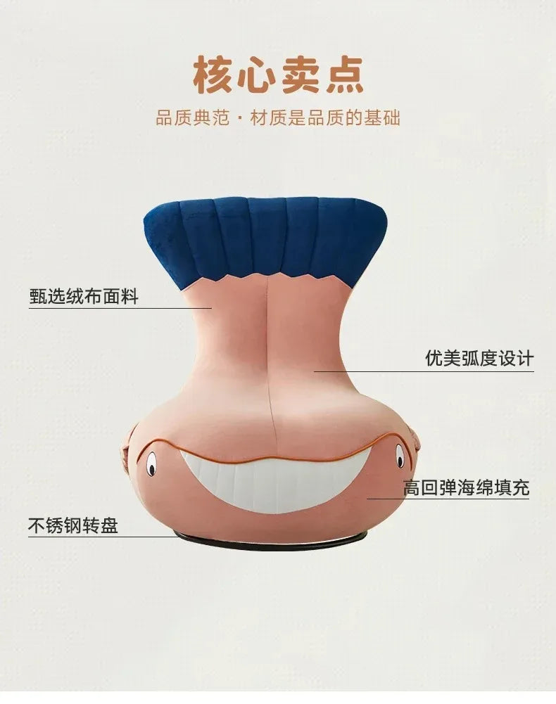 Whale Lazy Sofa Leisure Chair Flannel Rotatable Cute Shark Sofa Single Seat Chair