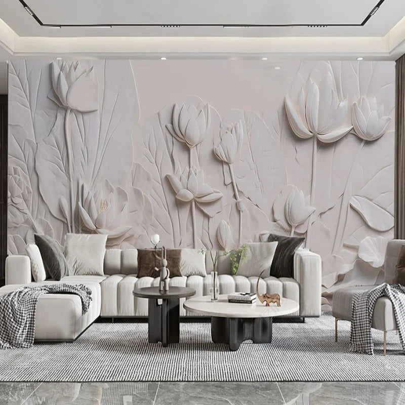 Custom Photo Wallpaper Modern Simple Art Lotus Flower Murals Living Room Bedroom TV Backdrop Wall Decor Luxury 3D Wall Papers