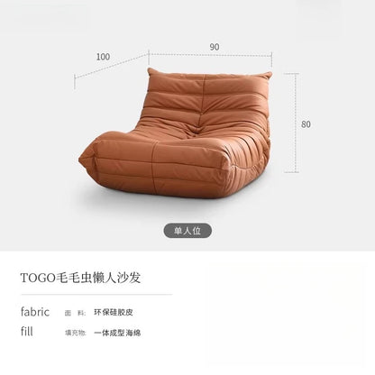 Nordic Internet Celebrity Caterpillar Lazy Small Sofa, Flannel Living Room Balcony Curved Floor Single Chair