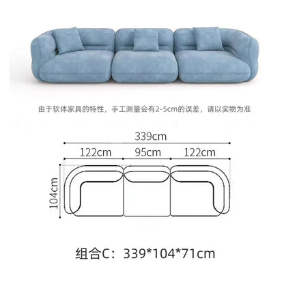 Cream style sofa, simple curved corner combination lamb wool sofa