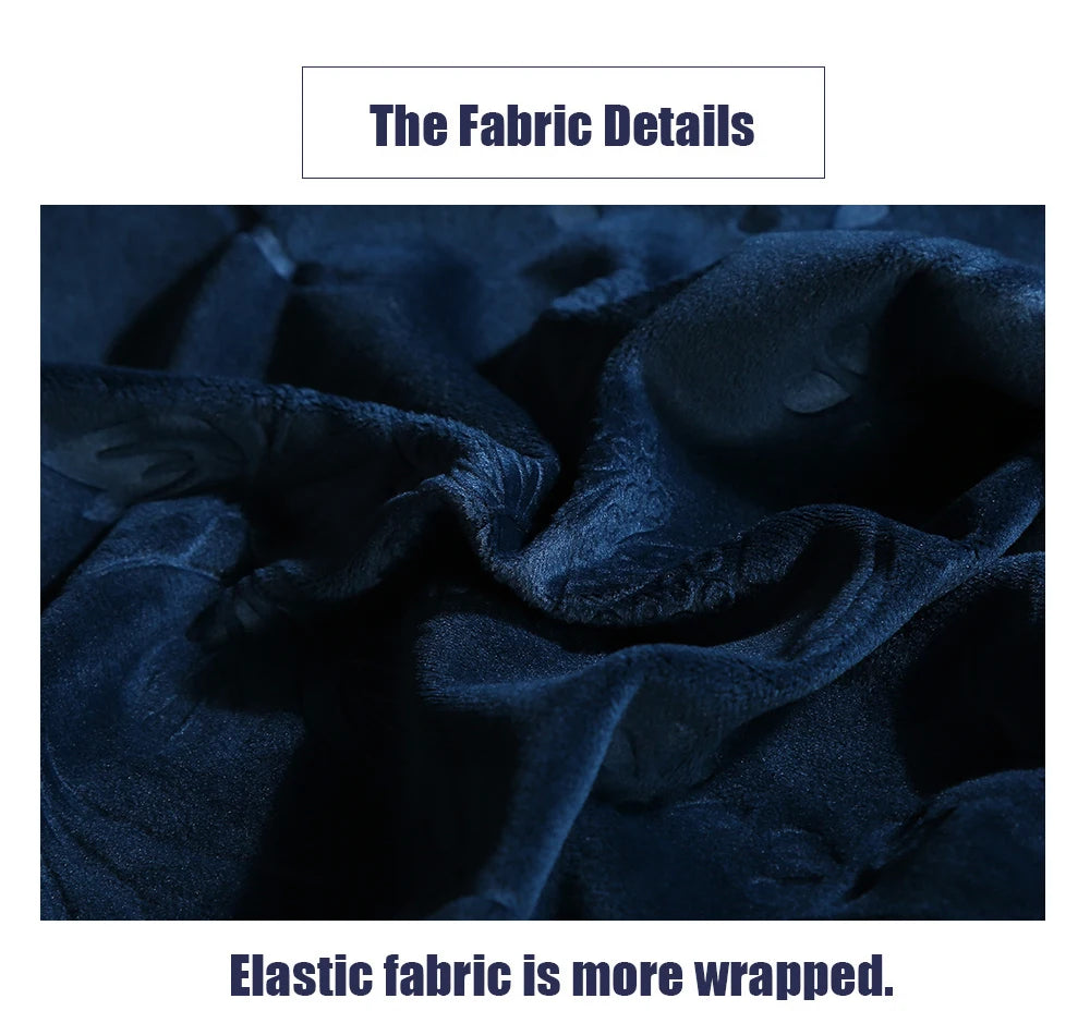 Luxury 1/2/3/4 Seater Slipcover with Elegant Skirt Solid Color Thickened Crystal Velvet Jacquard European Full Cover Non-Slip