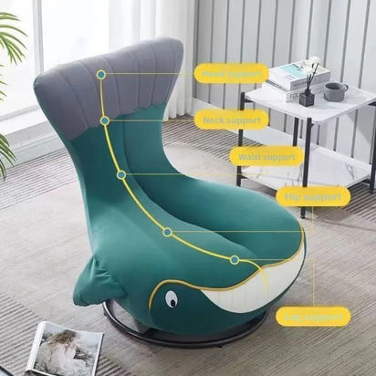 Rotating sofa chair Comfortable lazy single sofa Whale animal shark chair Small apartment room leisure chair