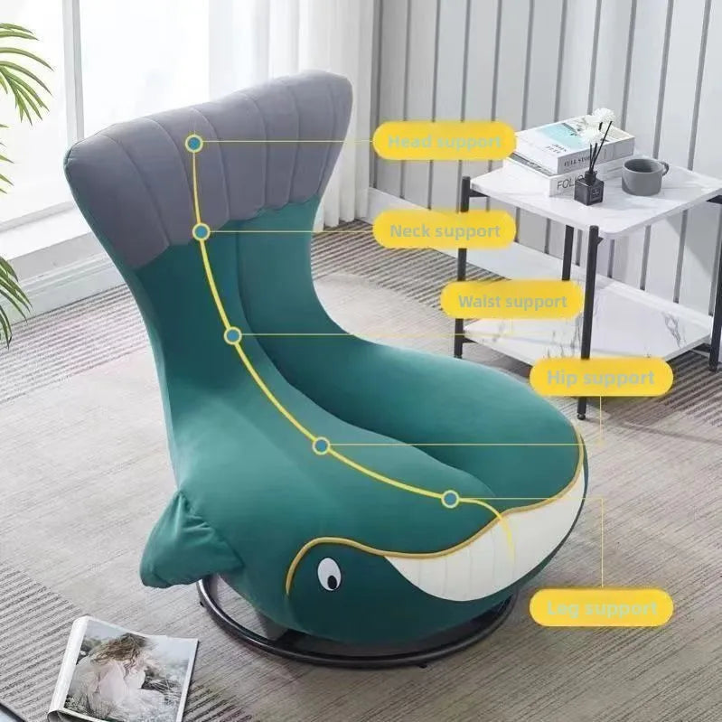 Rotating sofa chair Comfortable lazy single sofa Whale animal shark chair Small apartment room leisure chair