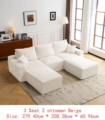 110 Inch L-Shaped Sectional Sofa, Full-Compression 3-Seat Cloud Couch with Chaise, No Assembly Needed Modular Sofa for Living