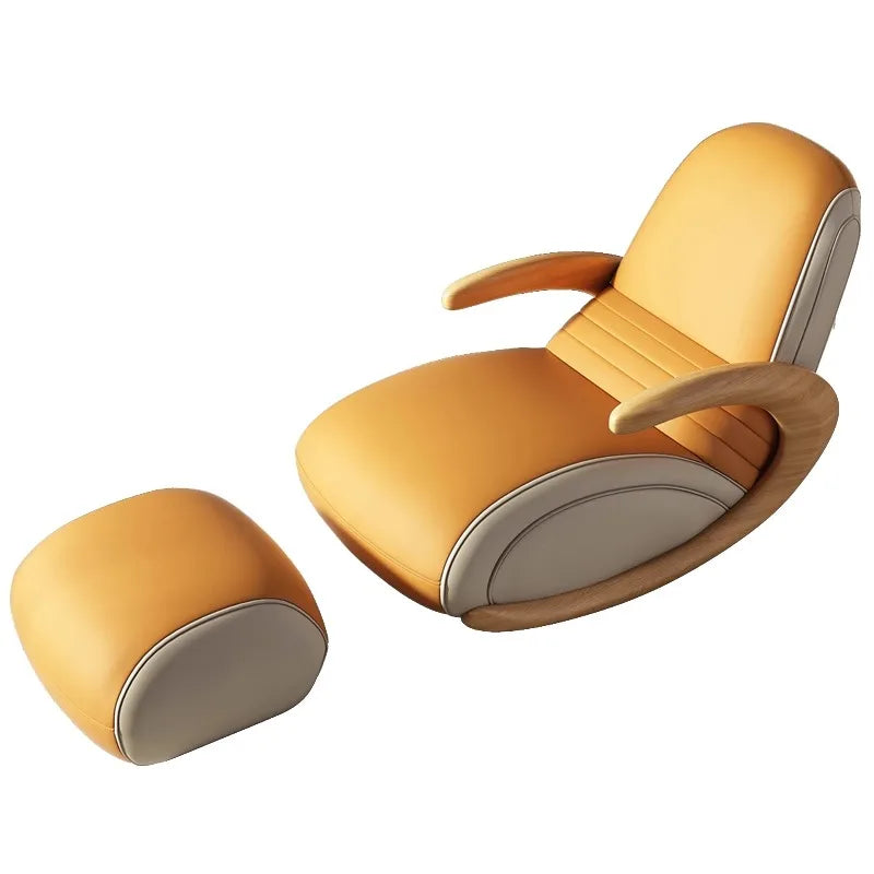 Accent Lazy Sofa Relax Armchairs Free-standing Home Lounge Balcony Furniture Modern Solid Wood Rocking Recliner Backrest Chair