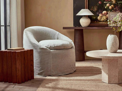 North American wabi style Japanese style white cream linen cotton and linen designer living room B & B straight