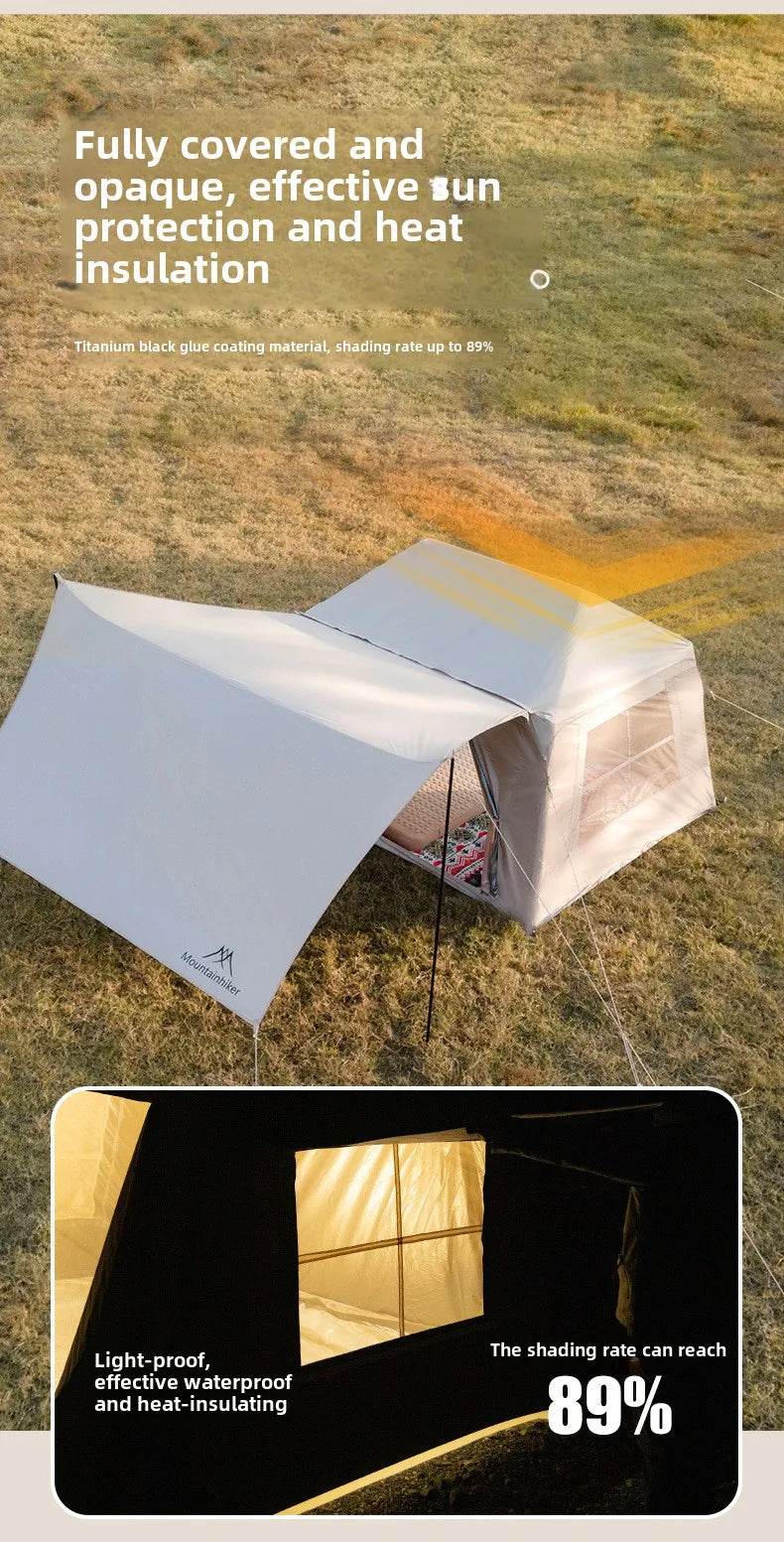 MOUNTAINHIKER 4-6 Person Outdoor Camping Manual Inflation Tent Anti-UV Shade Waterproof Air Tent Hiking Quick Open Beach Fishing