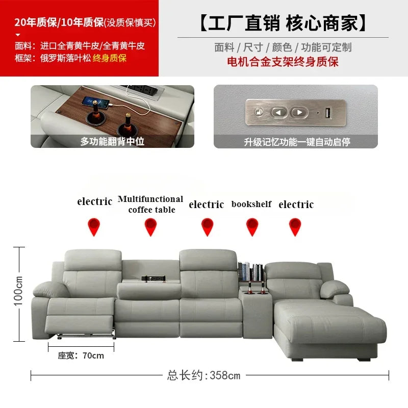 Italian Genuine Leather Sofas Luxury Recliner Designer Floor Lounge Sofa Sectionals Modern Woonkamerbanken Home Furniture