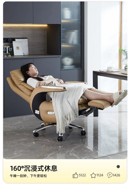 Electric boss chair leather office high-end reclining computer chair home nap multi-functional luxury chair