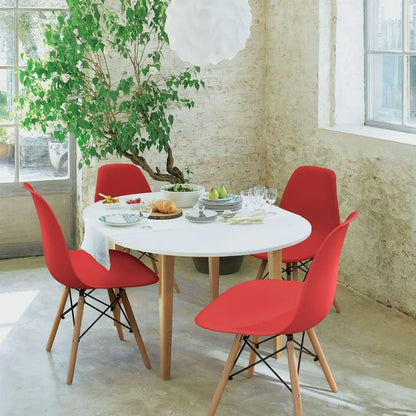Furmax Modern Style Dining Chair Mid Century Modern DSW Chair, Shell Lounge Plastic Chair for Kitchen Chairs Set of 4(White)