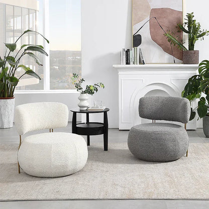 z Luxury Nordic Lounge Chair Stainless Steel Single Chair Soft Fur Boucle Accent Chair for Home Hotel