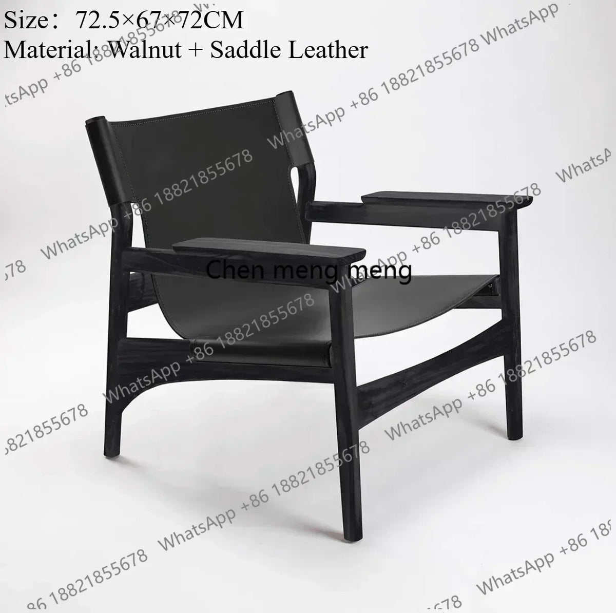 A178  High-end Leather Chair, Danish Leisure Single Back Chair, Solid Wood Saddle Leather Armchair, Home Balcony Leisure Chair