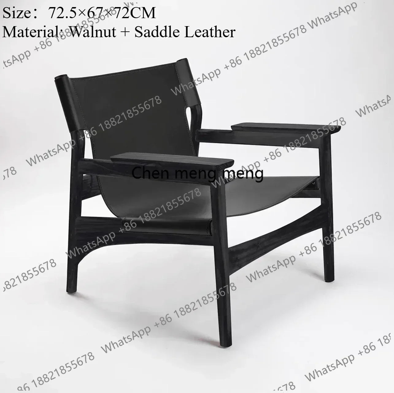 A178  High-end Leather Chair, Danish Leisure Single Back Chair, Solid Wood Saddle Leather Armchair, Home Balcony Leisure Chair