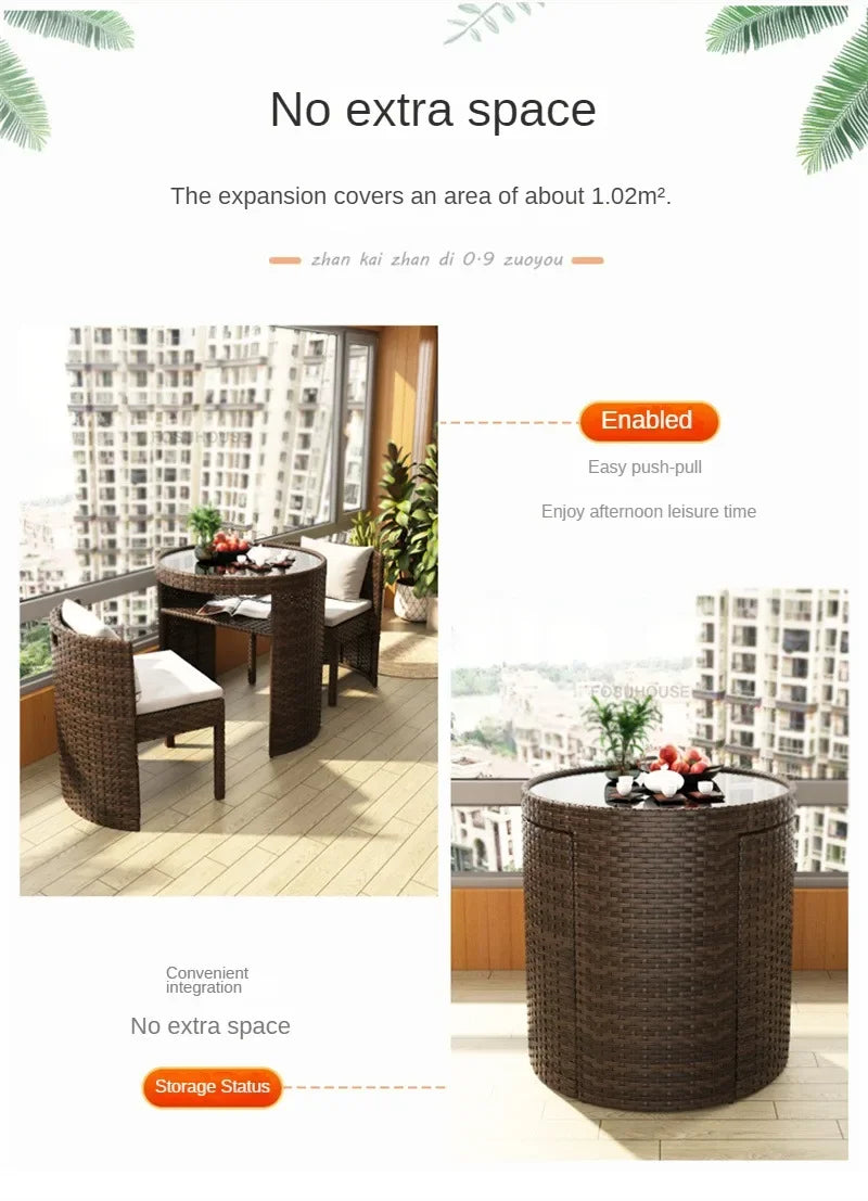 European Rattan Garden Furniture Sets Home Balcony Patio Furniture Creative Open-air Garden Furniture Combination Outdoor Set F