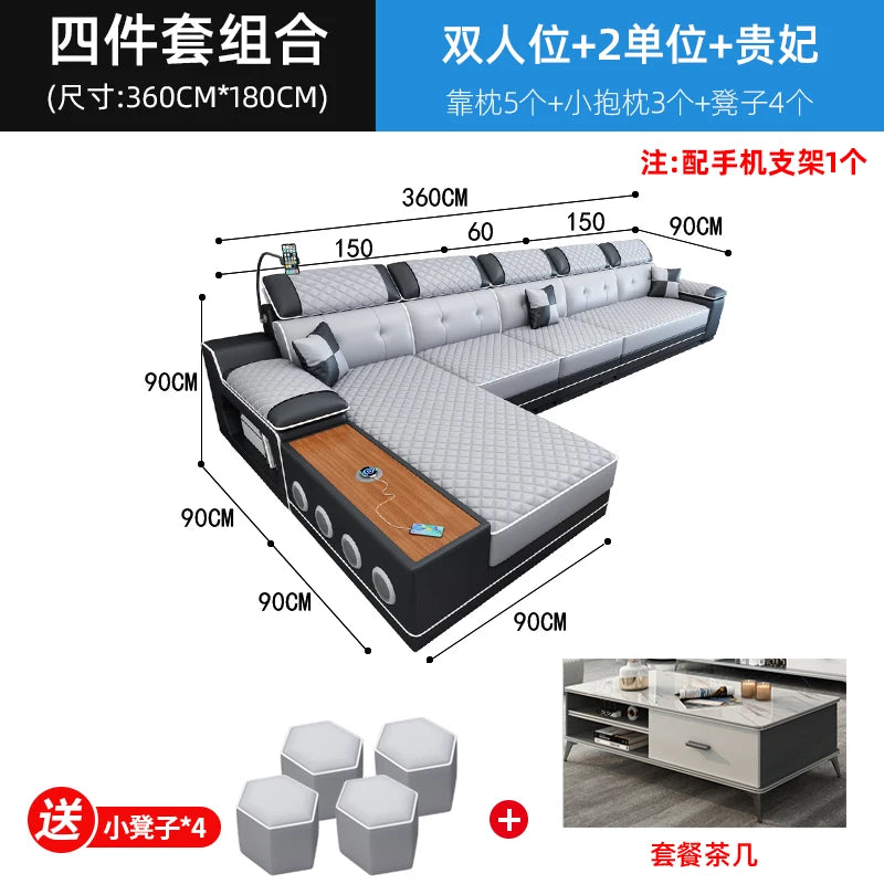 New multi-functional sofa simple modern living room large corner removable and washable technology cloth sofa combination furnit
