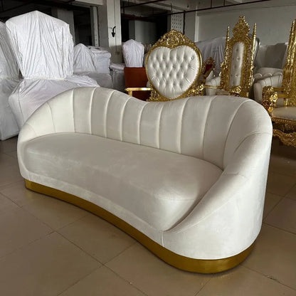 Factory direct sales light luxury velvet curved sofa wedding sofa living room homestay hotel leisure sofa