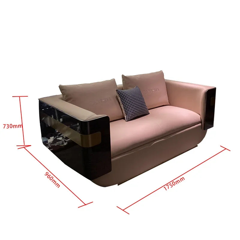 4yj9 Italian Style Light Luxury Genuine Leather Sofa Set Villa Living Room Combination Furniture Postmodern Hong Kong Style