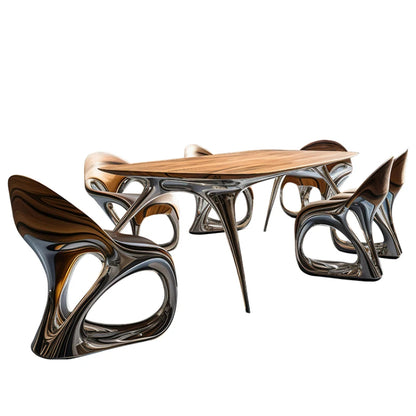 Steel and wood art light luxury dining tables and chairs, art luxury international pavilion furniture