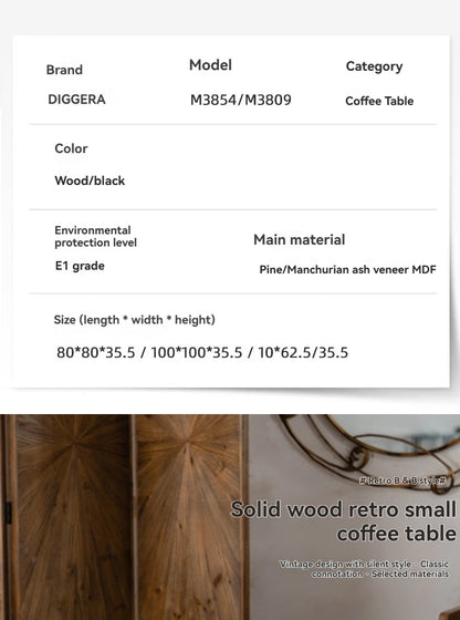 Modern Wooden Coffee Table Round Black with Solid Wood Veneered, Circle Center Table Accent Tea Table for Living Room Apartment
