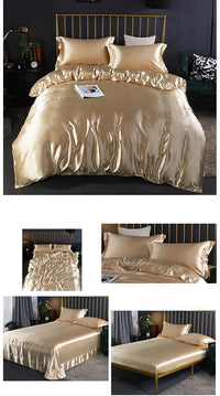 Luxury 100% Mulberry Silk Bedding Set with Duvet Cover Set Double King Queen Size Bedding Cover Kit 4pcs Bed Cover Bed Linen Set