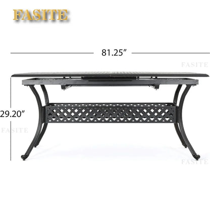 Outdoor Cast Aluminum Expandable Rectangular Dining Table