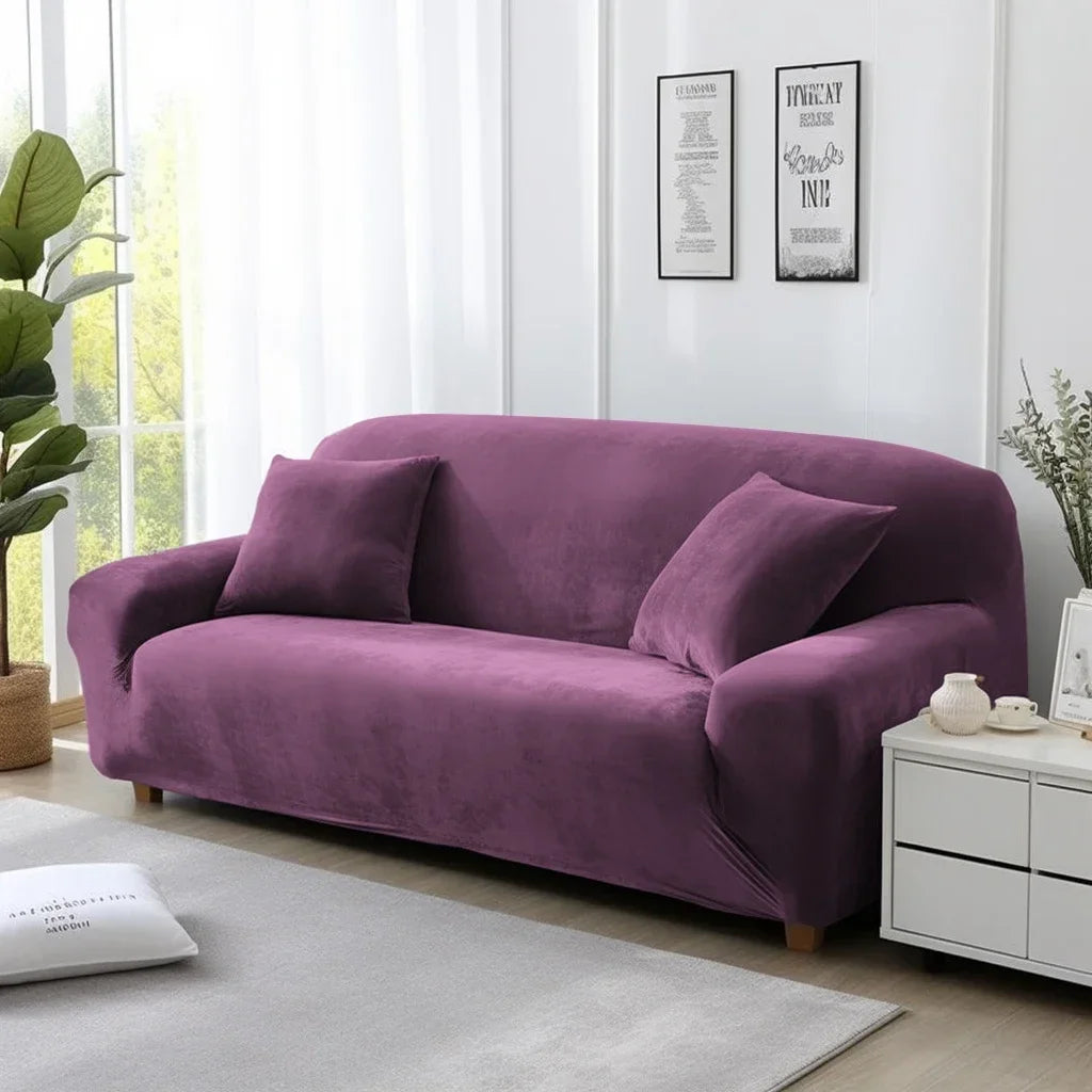 Velvet Sofa Cover Elastic Thick L Shaped Corner Sofa Cover for Living Room 1/2/3/4 Seater Stretch Cover for Sofa Couch Armchair