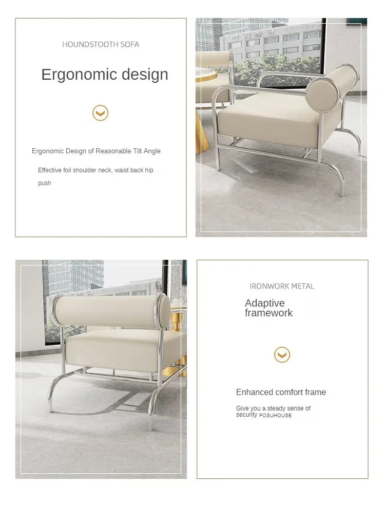 Stainless Steel Single Sofa Recliner Italian Living Room Furniture Home Leisure Back Armchair Designer Fabric Living Room Chairs
