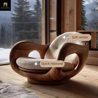 Luxury One-Seat Solid Wood Cabin Log Chair Creative Design Leisure Lounge Sofa for Home and Villa First-Class Comfort